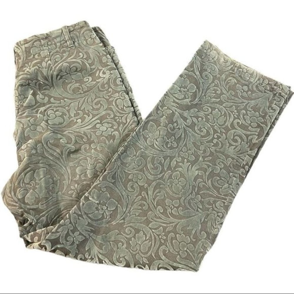 & Trousers Embellished Velvet Green Trousers Womens Size 10